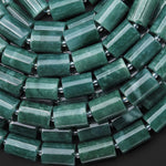 AAA Natural Guatemalan Blue Green Jade Smooth Tube Cylinder Beads 14x9mm 15.5" Strand
