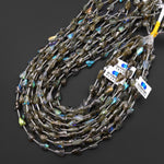 Faceted Natural Labradorite Heart Beads 8x12mm Gemstone 15.5" Strand