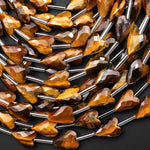 Faceted Natural Golden Tiger's Eye Heart Beads 8x12mm Gemstone 15.5" Strand