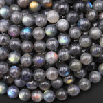 Natural Rainbow Labradorite 6mm 8mm 10mm Smooth Round Beads 15.5" Strand