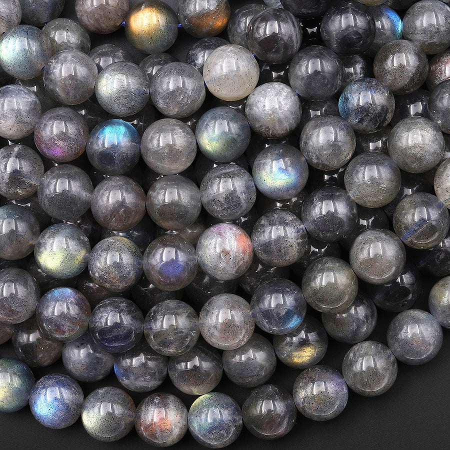 Natural Rainbow Labradorite 6mm 8mm 10mm Smooth Round Beads 15.5" Strand