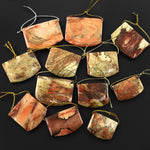 From Oregon USA Natural Carrasite Jasper Saddle Locket Pendant Earthy Green Peach Pink Orange Brown American Gemstone