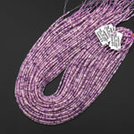 Natural Light Lilac Purple Lepidolite Faceted 3mm Thin Rondelle Beads Gemstone 15.5" Strand B4287