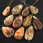 From Oregon USA Natural Carrasite Jasper Teardrop Pendant Earthy Green Peach Pink Orange Brown American Gemstone