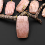 Natural Peach Pink Morganite Rectangle Drum Pendant Pink Beryl Aquamarine Drilled Gemstone Pendant Bead