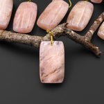 Natural Peach Pink Morganite Rectangle Drum Pendant Pink Beryl Aquamarine Drilled Gemstone Pendant Bead