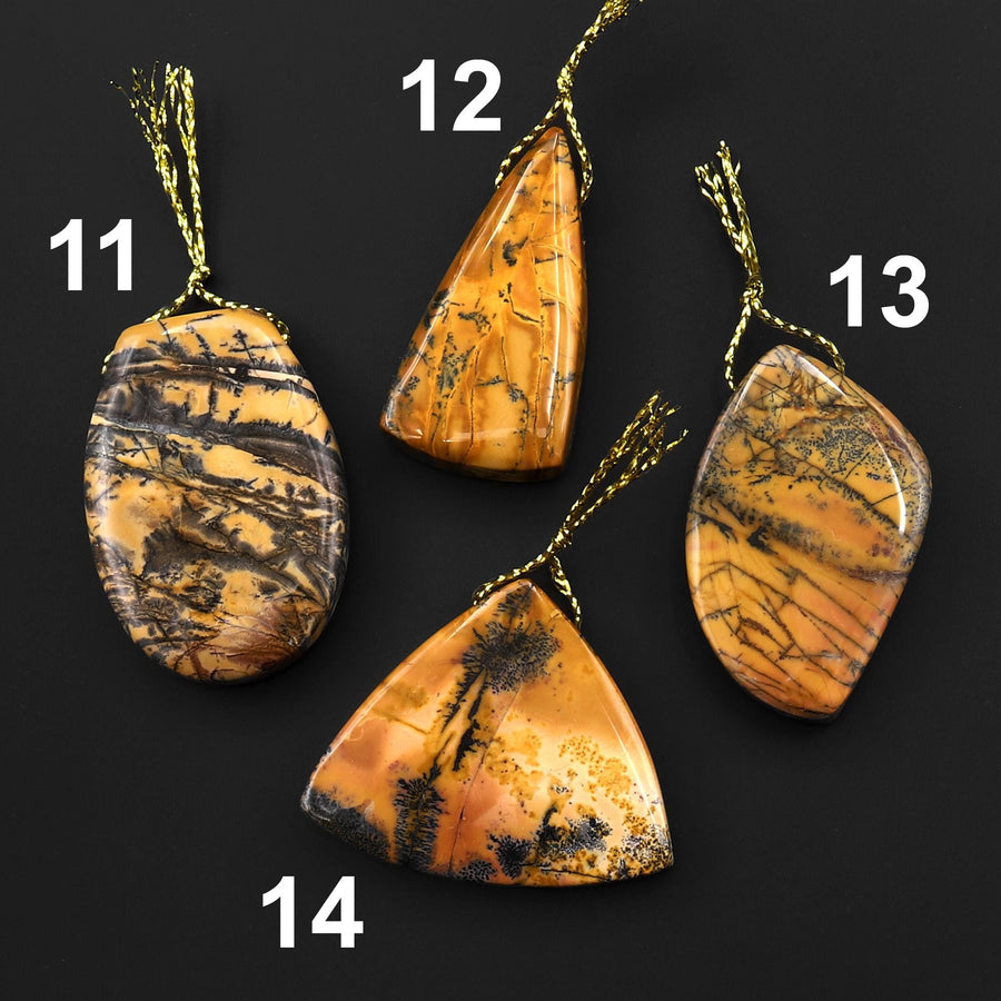 Natural Utah Black Feather Jasper Pendant Top Side Drilled One of a Kind Hand Cut B0847