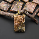 Natural Pink Ocean Agate Rectangle Side Drilled Pendant From Madagascar