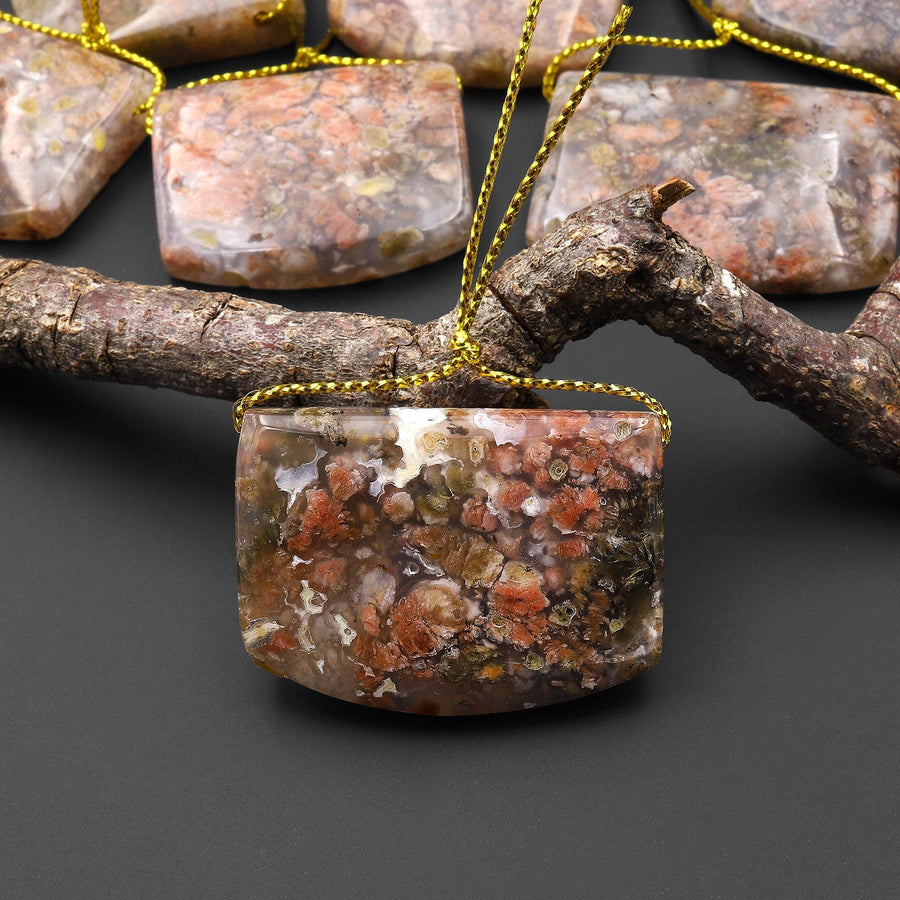 Natural Pink Ocean Agate Saddle Locket Side Drilled Pendant From Madagascar