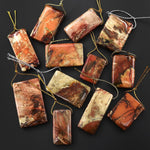 From Oregon USA Natural Carrasite Jasper Rectangle Pendant Earthy Pink Peach Green Orange Brown American Gemstone