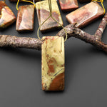From Oregon USA Natural Carrasite Jasper Rectangle Pendant Earthy Pink Peach Green Orange Brown American Gemstone