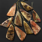 From Oregon USA Natural Carrasite Jasper Abstract Butterfly Wing Triangle Pendant Earthy Pink Peach Green Orange Brown American Gemstone