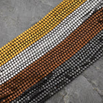 Matte Titanium Hematite 2mm 3mm 4mm Geometric Hexagon Honeycomb Cube Beads Silver Gold Bronze Black 15.5" Strand