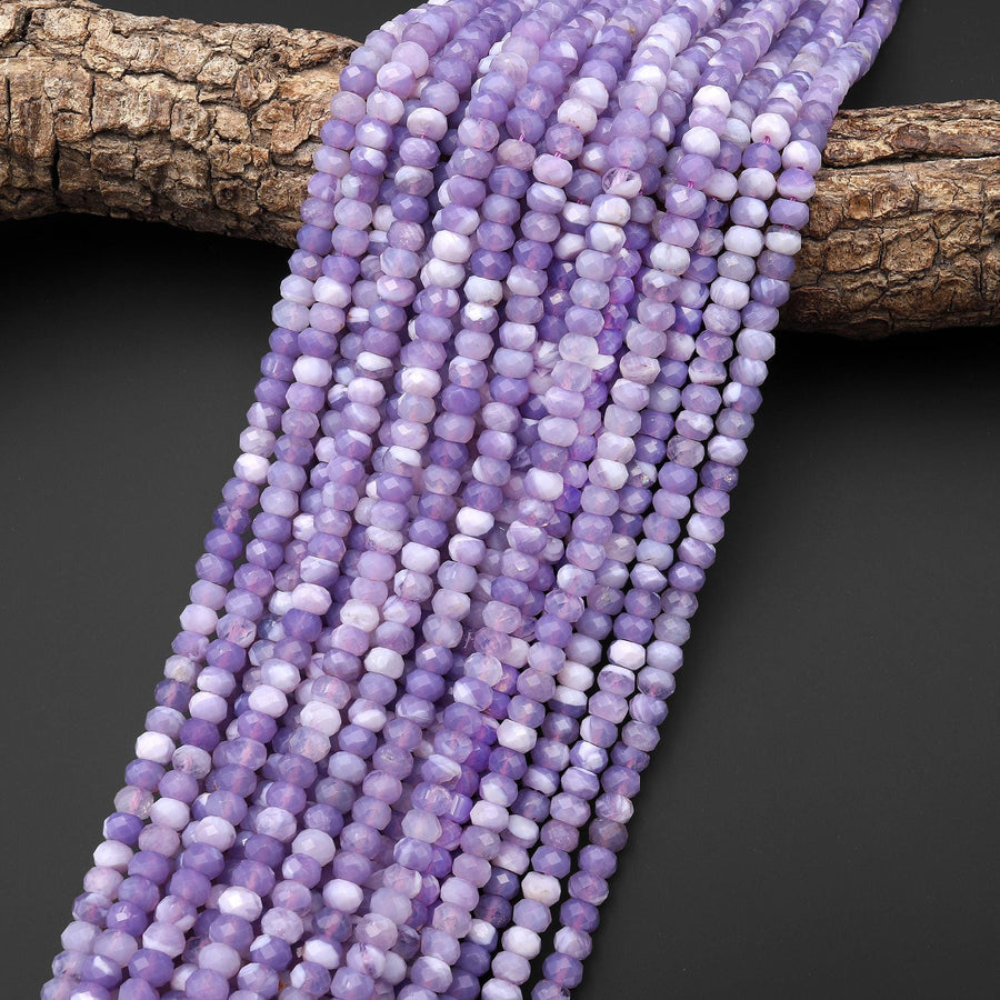 Rare Natural African Purple Opalized Chalcedony Faceted 6mm Beads Gemstone 15.5" Strand