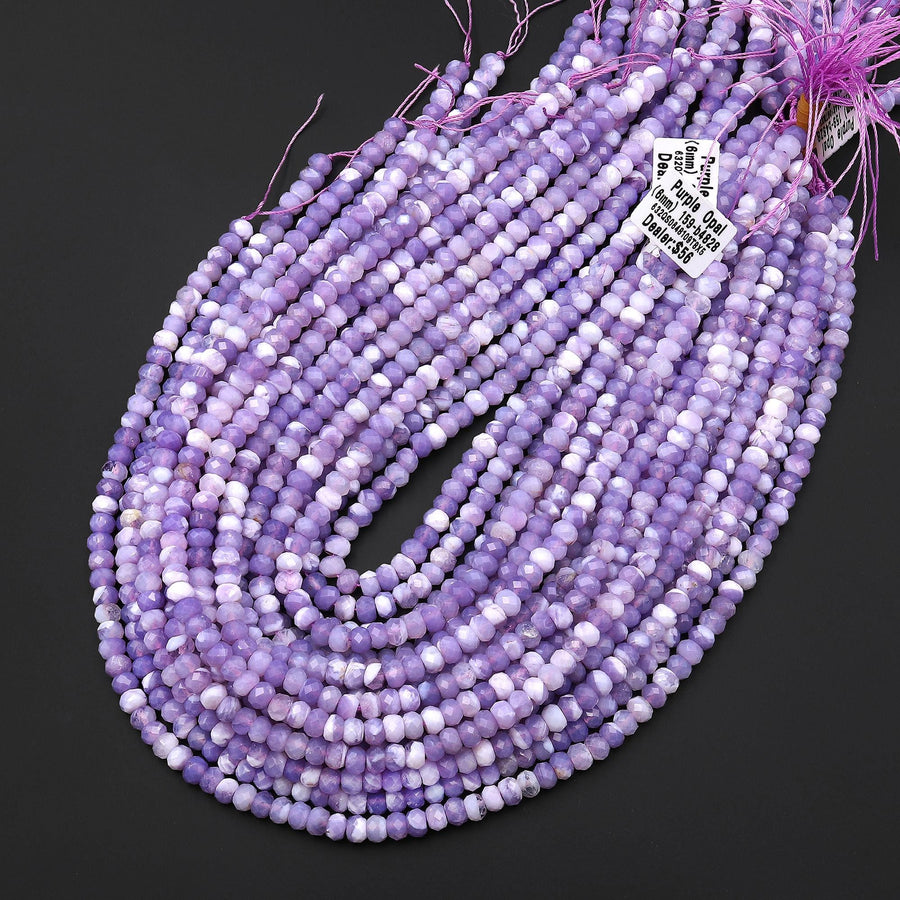 Rare Natural African Purple Opalized Chalcedony Faceted 6mm Beads Gemstone 15.5" Strand