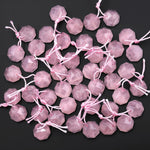 Natural Natural Pink Rose Quartz Faceted Geometric Round Octagon Coin Disc 12mm Earring Pair Matched Gemstones