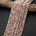Rare Natural Nevada Lapis 4mm Smooth Rondelle Beads Genuine Natural Pink Green Lapis From Nevada Native Amercan Gemstone 15.5" Strand