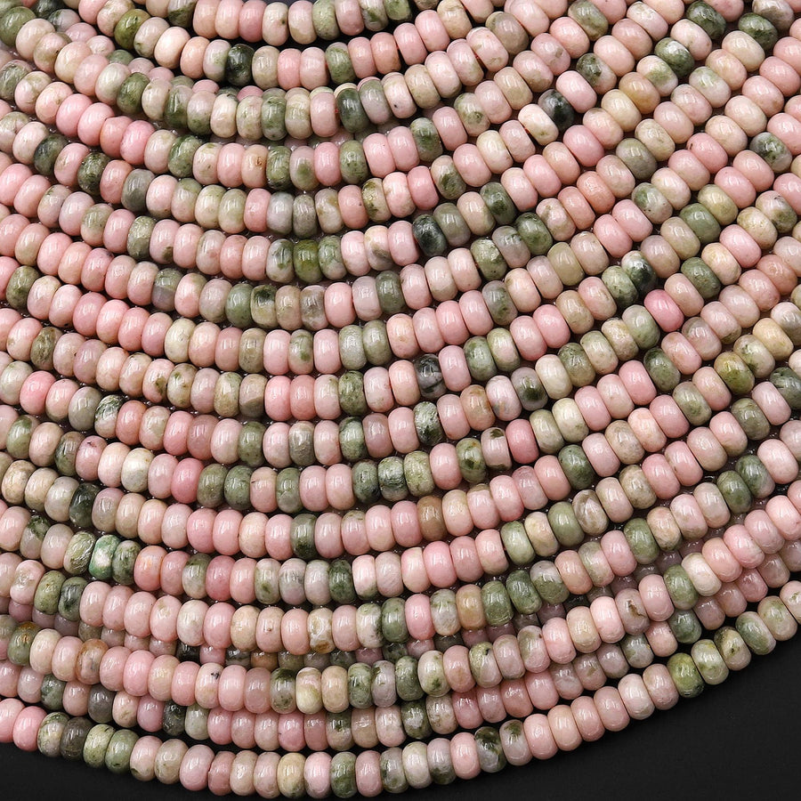 Rare Natural Nevada Lapis 4mm Smooth Rondelle Beads Genuine Natural Pink Green Lapis From Nevada Native Amercan Gemstone 15.5" Strand