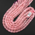 AAA Natural Pink Rose Quartz Barrel Cylinder Tube Beads 15.5" Strand