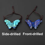 AAA Hand Carved Natural Labradorite Butterfly Pendant 2 Two Hole Gemstone Focal Bead