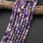 Natural Chevron Amethyst Barrel Tube Beads 10x14mm 15.5" Strand