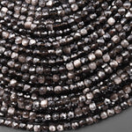 AAA Natural Silver Obsidian Faceted 4mm Cube Beads 15.5" Strand