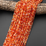 AAA Faceted Natural Fiery Orange Red Carnelian 3mm Cube Beads Gemstone 15.5" Strand