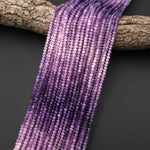AAA Natural Lilac Purple Lepidolite Faceted 3mm 4mm Rondelle Beads Ombre Gemstone 15.5" Strand