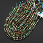 Natural Chrysocolla in Copper From Arizona Faceted Hexagon Rondelle Heishi 7mm Beads 15.5" Strand