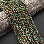 Natural Chrysocolla in Copper From Arizona Faceted Hexagon Rondelle Heishi 7mm Beads 15.5" Strand