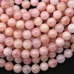 Natural Morganite Beads Smooth 6mm 8mm 10mm Round Beads Genuine Pink Peach Beryl Aquamarine Gemstone 15.5" Strand