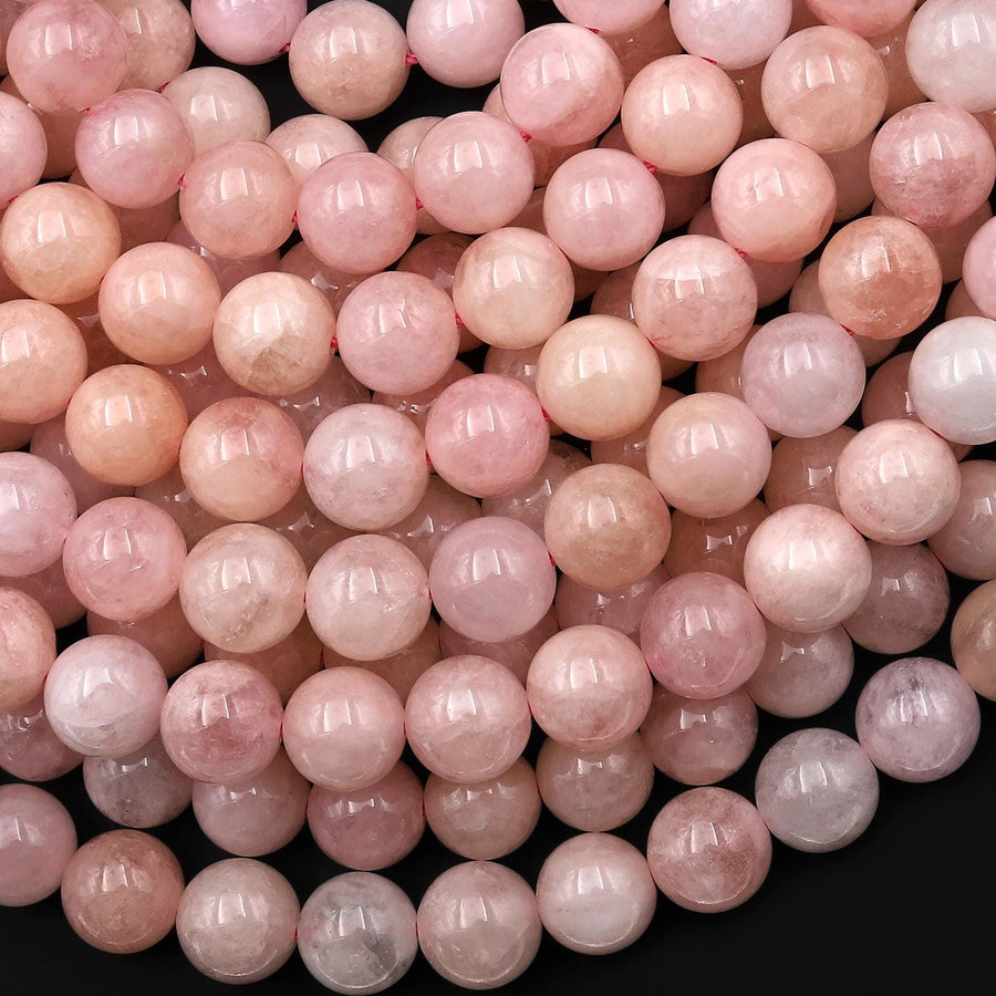 Natural Morganite Beads Smooth 6mm 8mm 10mm Round Beads Genuine Pink Peach Beryl Aquamarine Gemstone 15.5" Strand