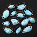 AAA Drilled Natural Larimar Pendant 2 Two Hole Connector Genuine Real Blue Larimar Gemstone Focal Bead
