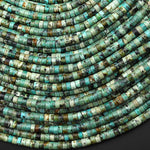AAA Natural Blue Green African Turquoise Heishi Beads 4mm Gemstone 15.5" Strand