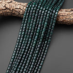 AAA Natural Guatemalan Dark Blue Green Jade Smooth Tube Cylinder Beads 6mm 15.5" Strand