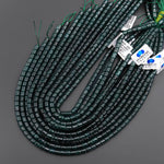 AAA Natural Guatemalan Dark Blue Green Jade Smooth Tube Cylinder Beads 6mm 15.5" Strand