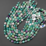 Carved Natural Green Fluorite 11mm Geometric Melon Round Beads 15.5" Strand