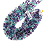 Natural Blue Green Purple Fluorite Carved Melon Barrel Tube Beads 8x10mm 3D