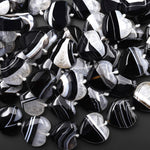 AAA Natural Striped Black Tuxedo Agate Smooth Heart Beads 20mm 15.5" Strand