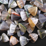 Rare Natural Brazilian Phantom Agate Beads Smooth Triangle 20mm Gemstone 15.5" Strand