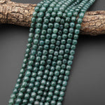AAA Natural Guatemalan Blue Green Jade Smooth Rounded Cylinder 8mm Beads 15.5" Strand