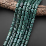 AAA Natural Guatemalan Blue Green Jade Smooth Tube Cylinder Beads 14x9mm 15.5" Strand