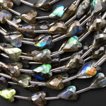 Faceted Natural Labradorite Heart Beads 8x12mm Gemstone 15.5" Strand