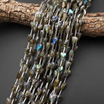 Faceted Natural Labradorite Heart Beads 8x12mm Gemstone 15.5" Strand