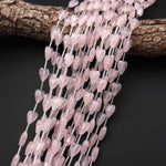 Faceted Natural Pink Rose Quartz Heart Beads 8x12mm Gemstone 15.5" Strand