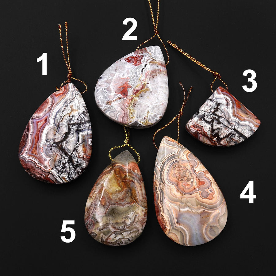 Natural Laguna Lace Agate Top Side Drilled Teardrop Pendant