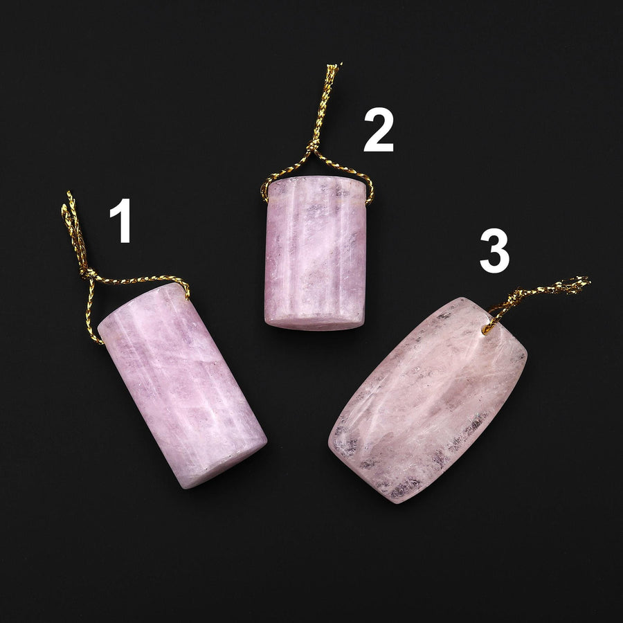 Rare Natural Lilac Pink Morganite Rectangle Drum Pendant Beryl Aquamarine Drilled Gemstone Pendant Bead