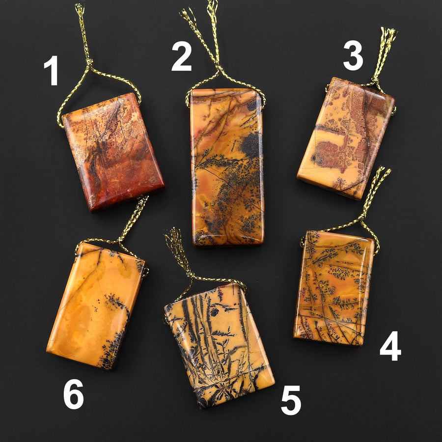 Natural Utah Black Feather Jasper Pendant Top Side Drilled Rectangle One of a Kind Hand Cut