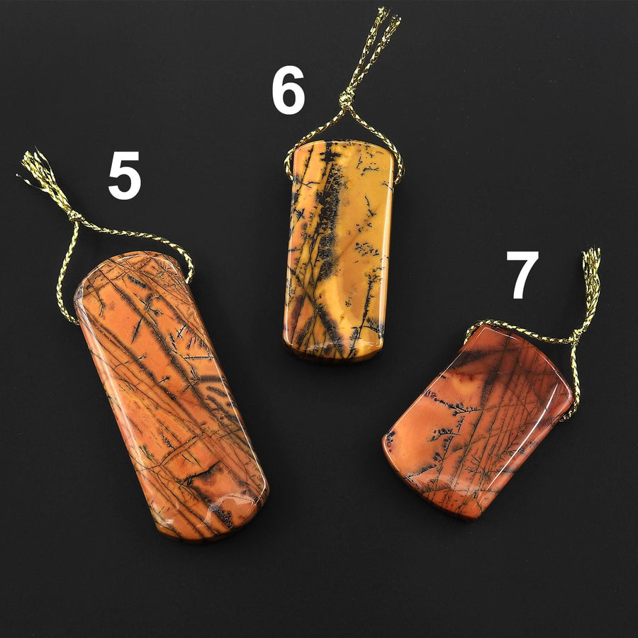 Natural Utah Black Feather Jasper Pendant Top Side Drilled One of a Kind Hand Cut B0850