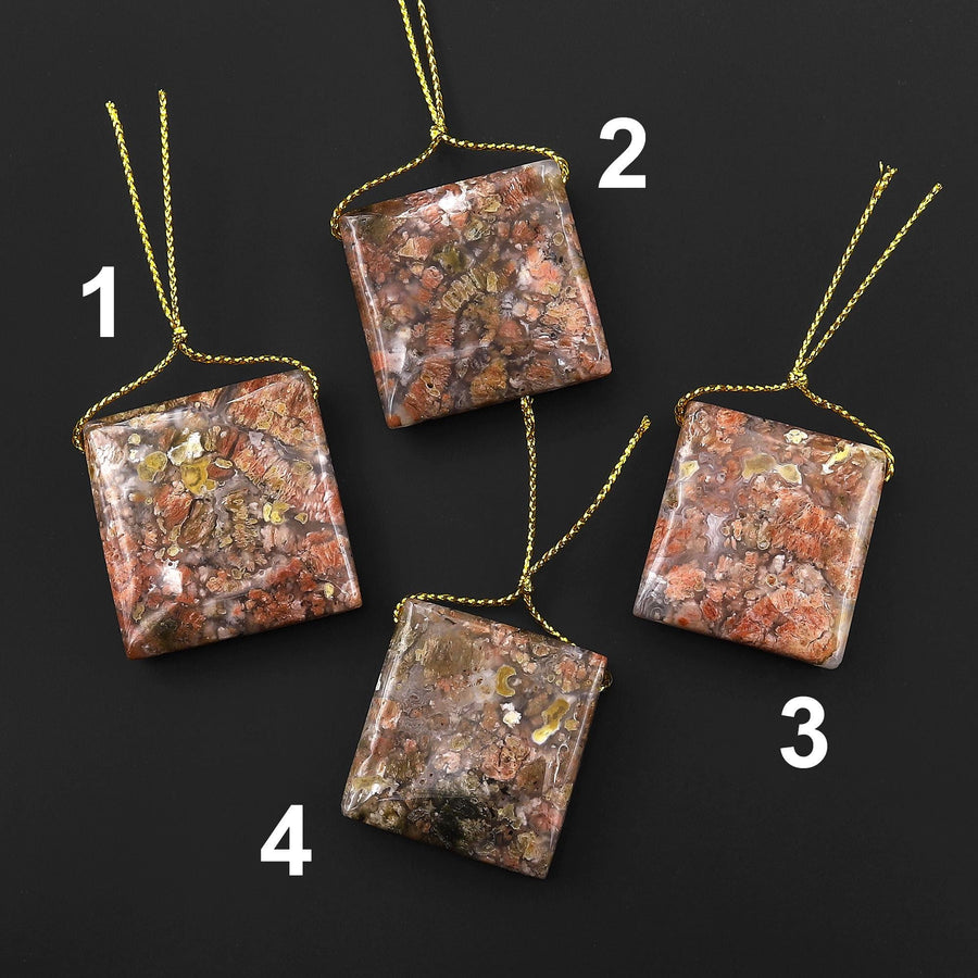 Natural Pink Ocean Agate Square Side Drilled Pendant From Madagascar